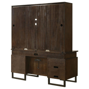 Credenza Marshall de 66 pulgadas con 5 cajones y aparador en nogal oscuro