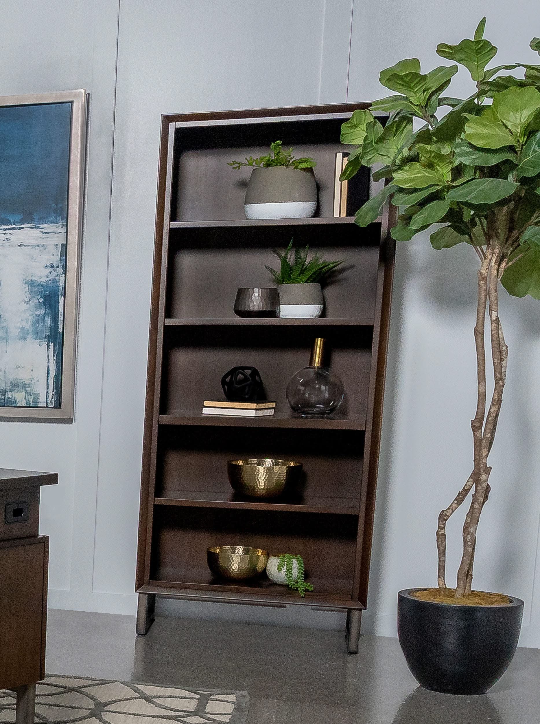 Marshall 76-inch 5-shelf Bookcase Dark Walnut
