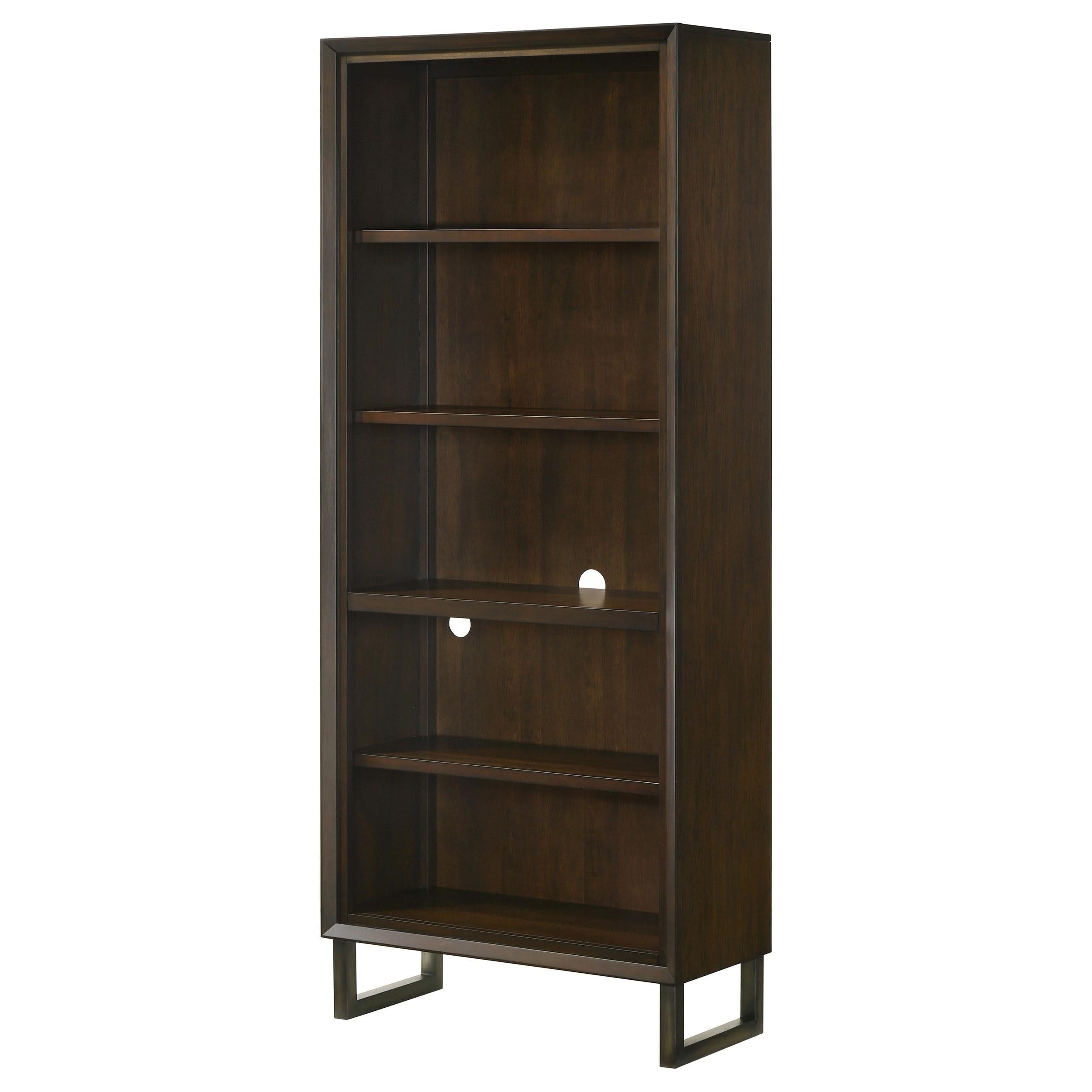 Marshall 76-inch 5-shelf Bookcase Dark Walnut