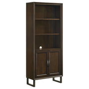Marshall 76-inch 3-shelf Cabinet Bookcase Dark Walnut