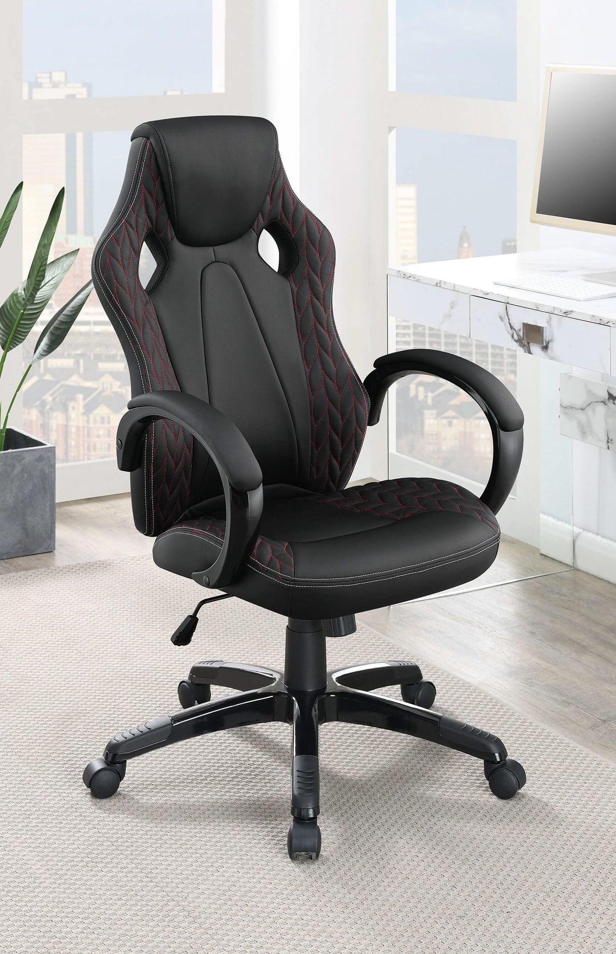 Silla de escritorio ajustable tapizada Carlos para oficina en casa, color negro