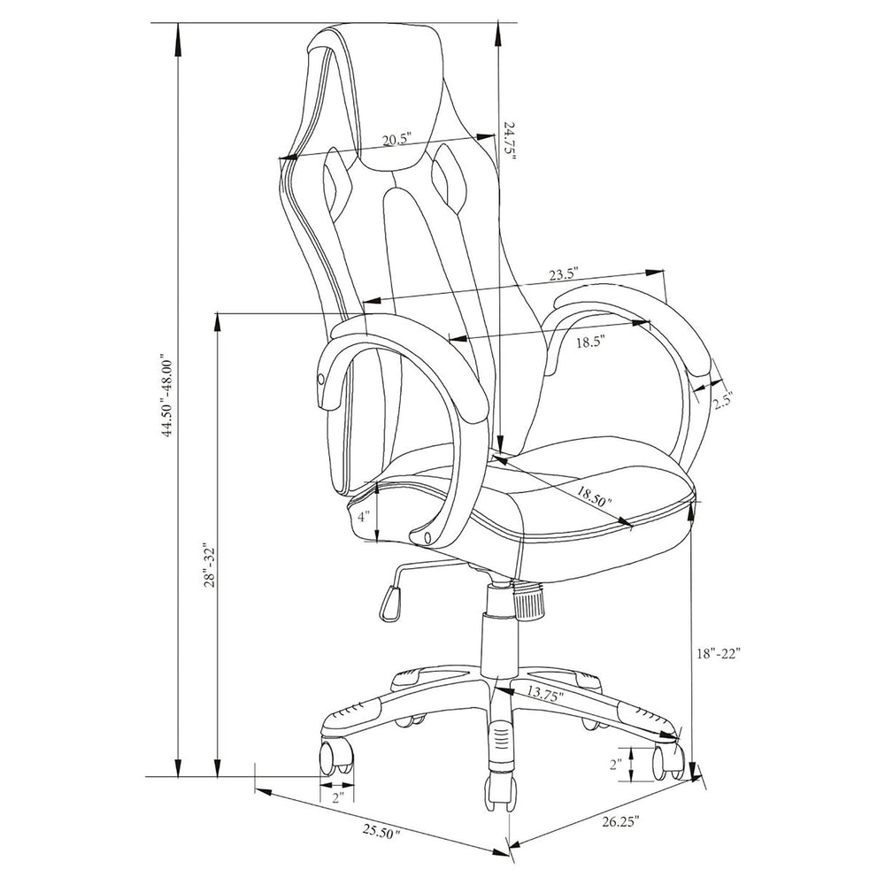 Silla de escritorio ajustable tapizada Carlos para oficina en casa, color negro