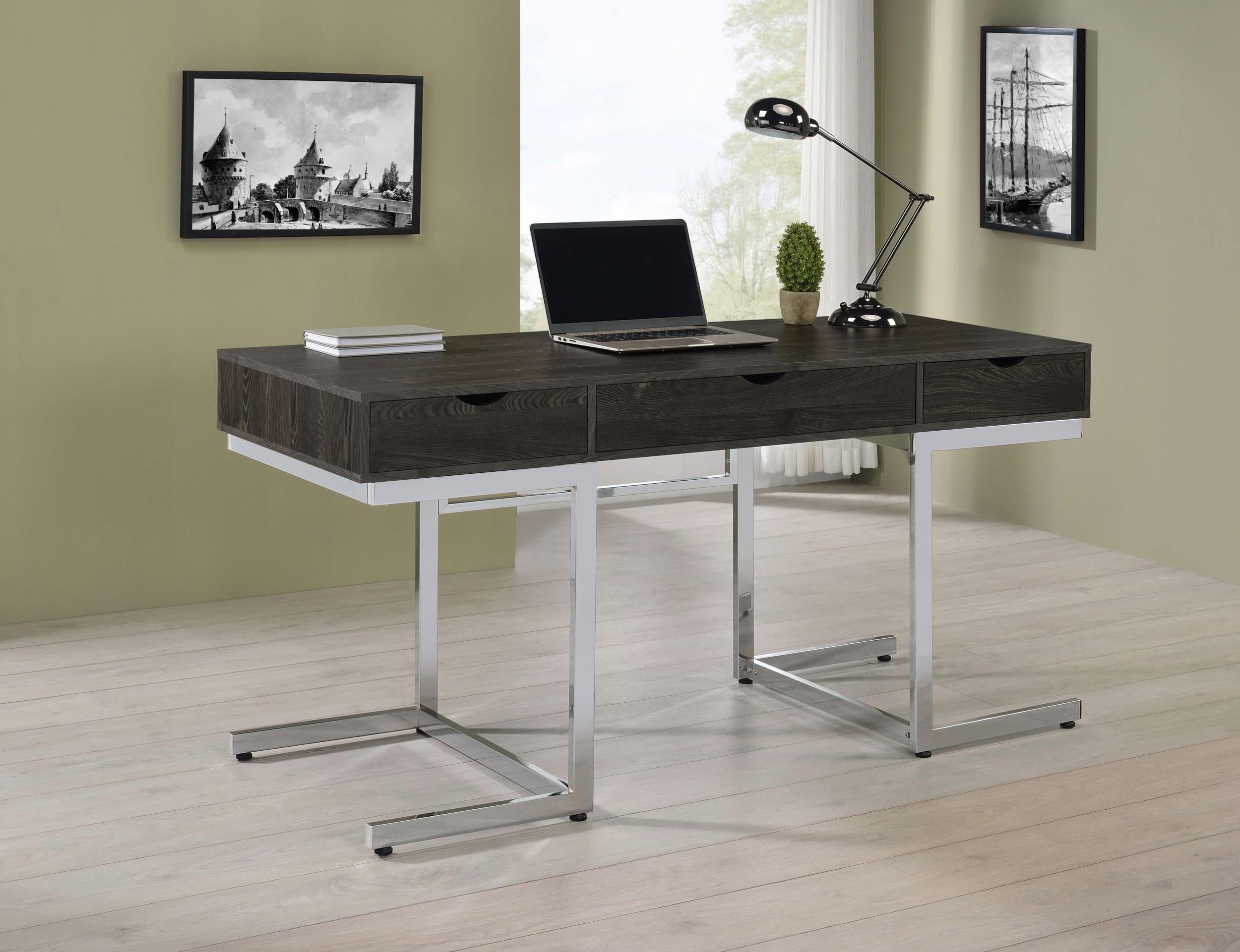 Noorvik 62-inch 3-drawer Engineered Wood Desk Dark Oak