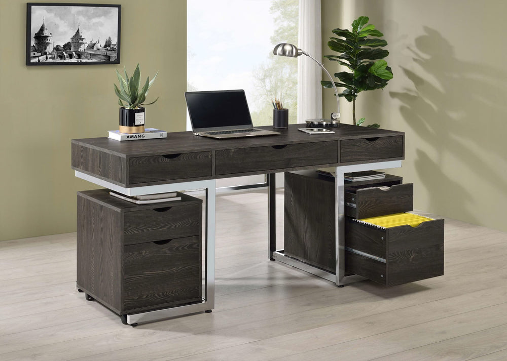 Archivador móvil Noorvik de 2 cajones para oficina en casa, roble oscuro