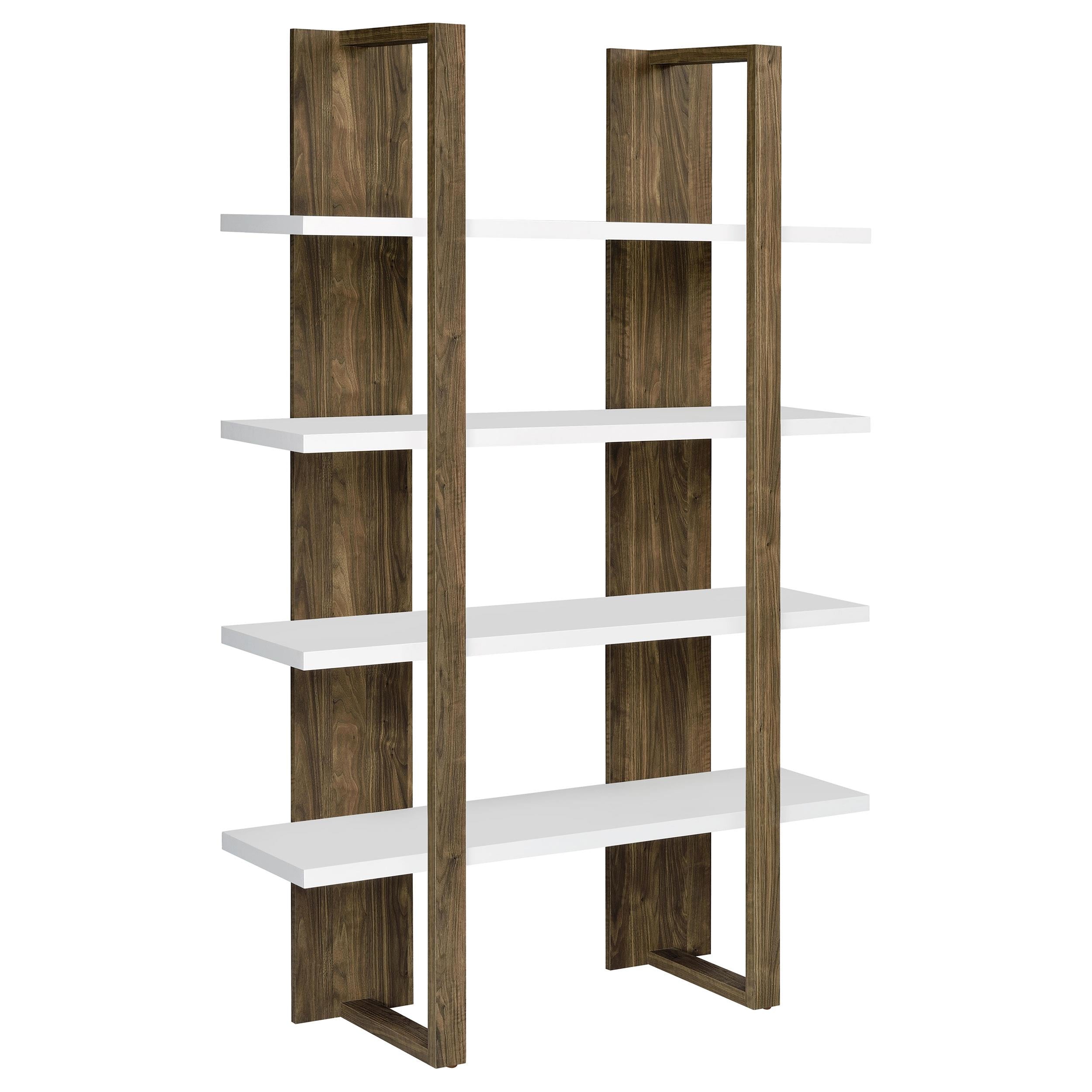 Danbrook 71-inch 4-shelf Bookshelf Aged Walnut and White