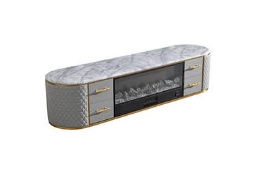 G2012 Marble Top Oval Shape Electric Fireplace