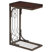 Alyssa Rectangular C-Shape Sofa Side Table Brown and Copper
