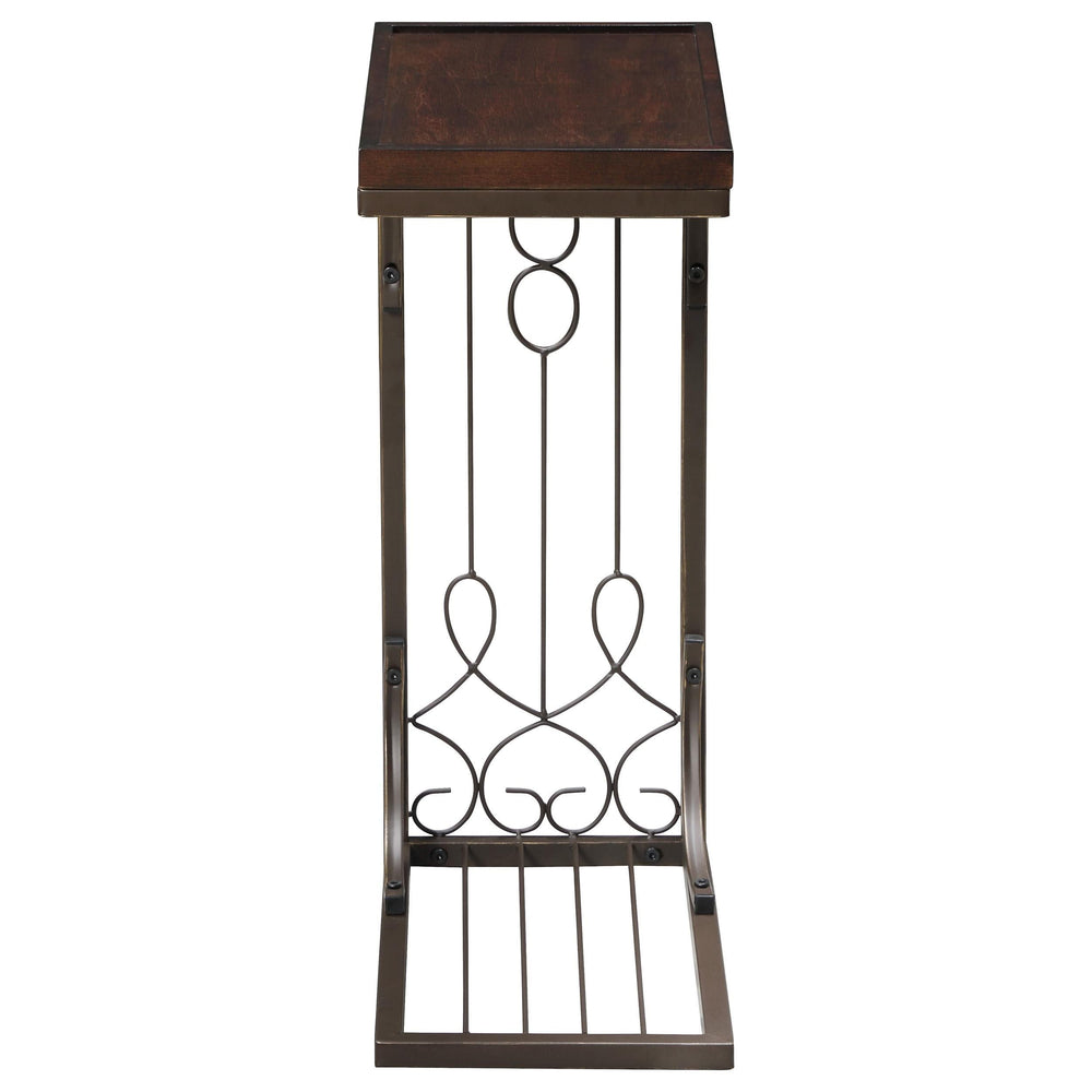 Mesa auxiliar rectangular en forma de C Alyssa, marrón y cobre