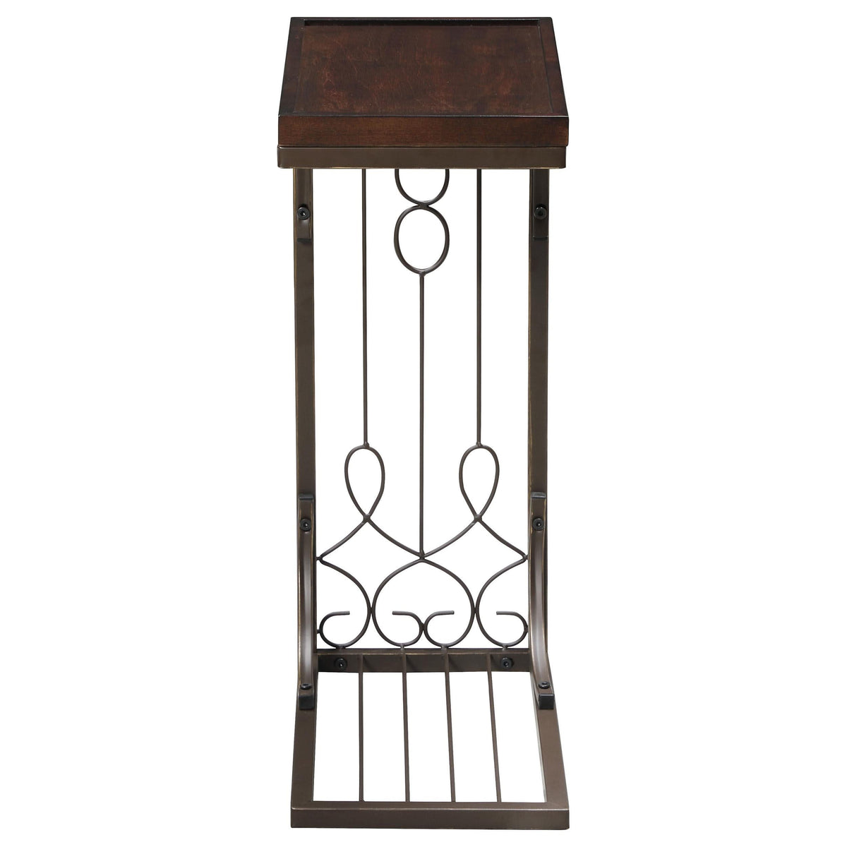 Mesa auxiliar rectangular en forma de C Alyssa, marrón y cobre