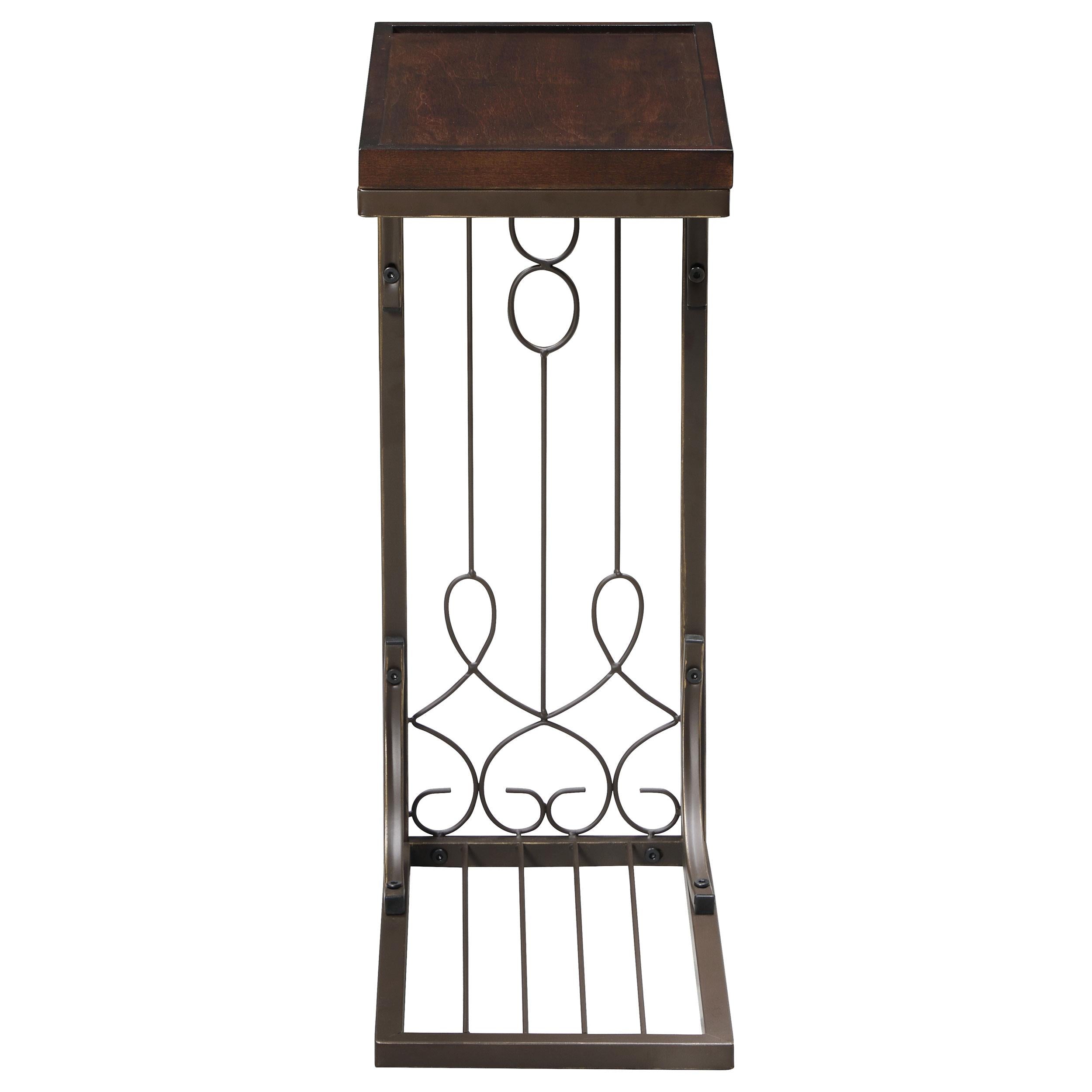 Alyssa Rectangular C-Shape Sofa Side Table Brown and Copper