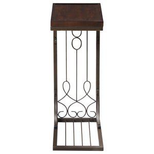 Mesa auxiliar rectangular en forma de C Alyssa, marrón y cobre