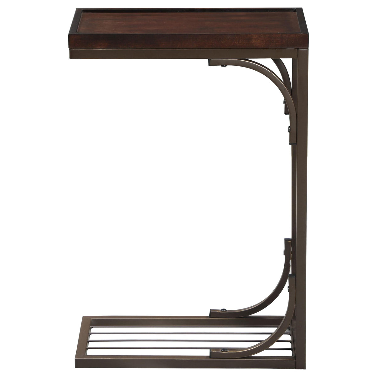 Mesa auxiliar rectangular en forma de C Alyssa, marrón y cobre