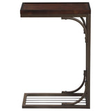 Mesa auxiliar rectangular en forma de C Alyssa, marrón y cobre