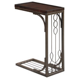 Mesa auxiliar rectangular en forma de C Alyssa, marrón y cobre