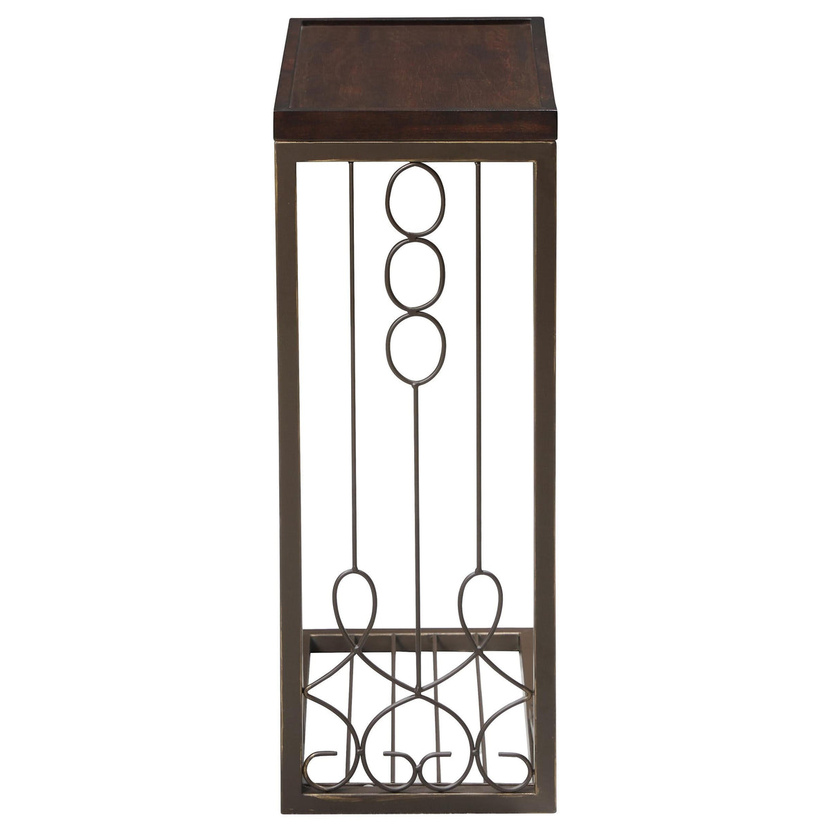 Mesa auxiliar rectangular en forma de C Alyssa, marrón y cobre