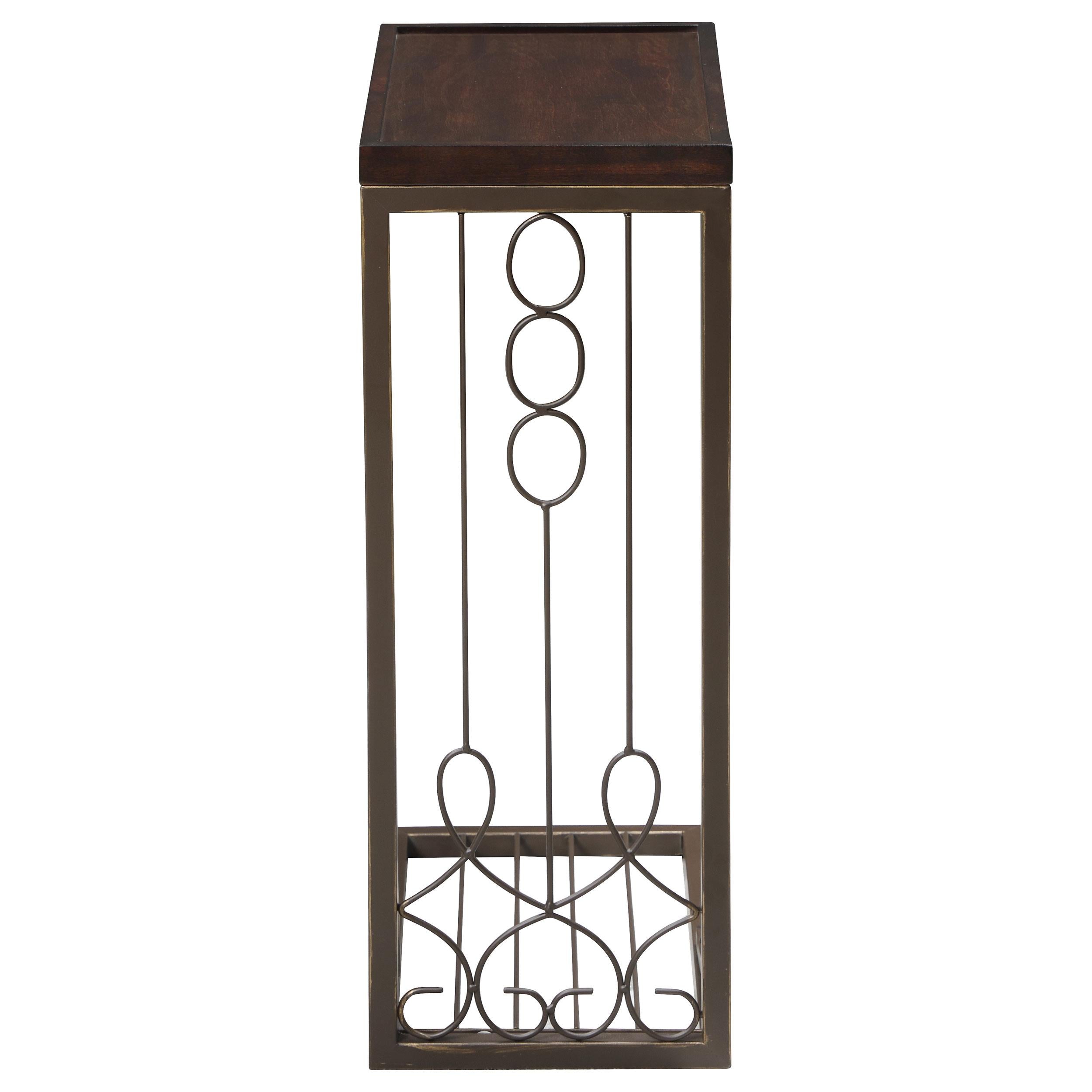 Alyssa Rectangular C-Shape Sofa Side Table Brown and Copper