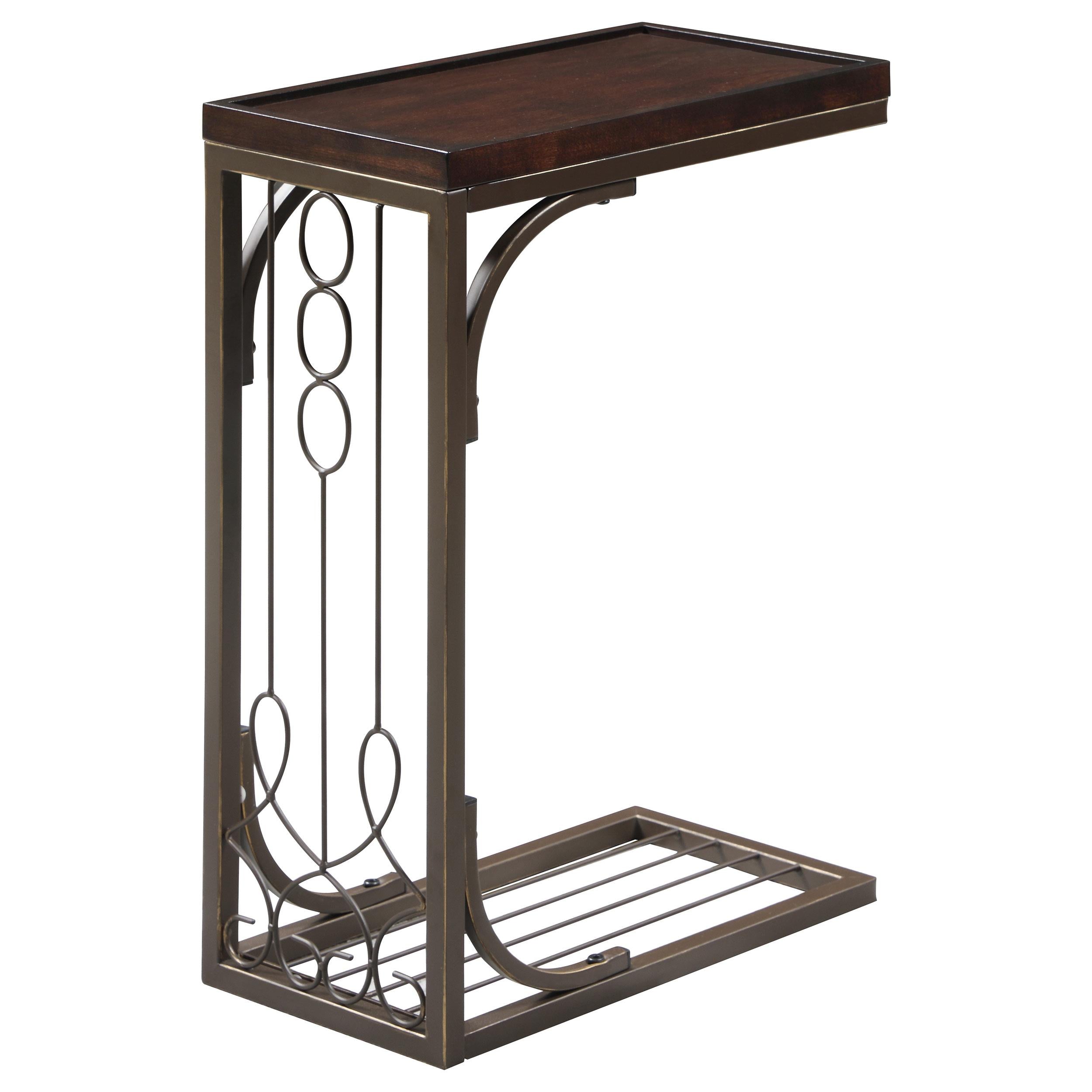 Alyssa Rectangular C-Shape Sofa Side Table Brown and Copper