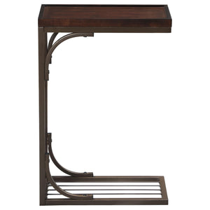 Mesa auxiliar rectangular en forma de C Alyssa, marrón y cobre