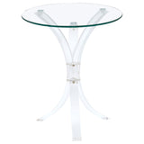 Mesa auxiliar redonda de acrílico con tapa de vidrio transparente Laning