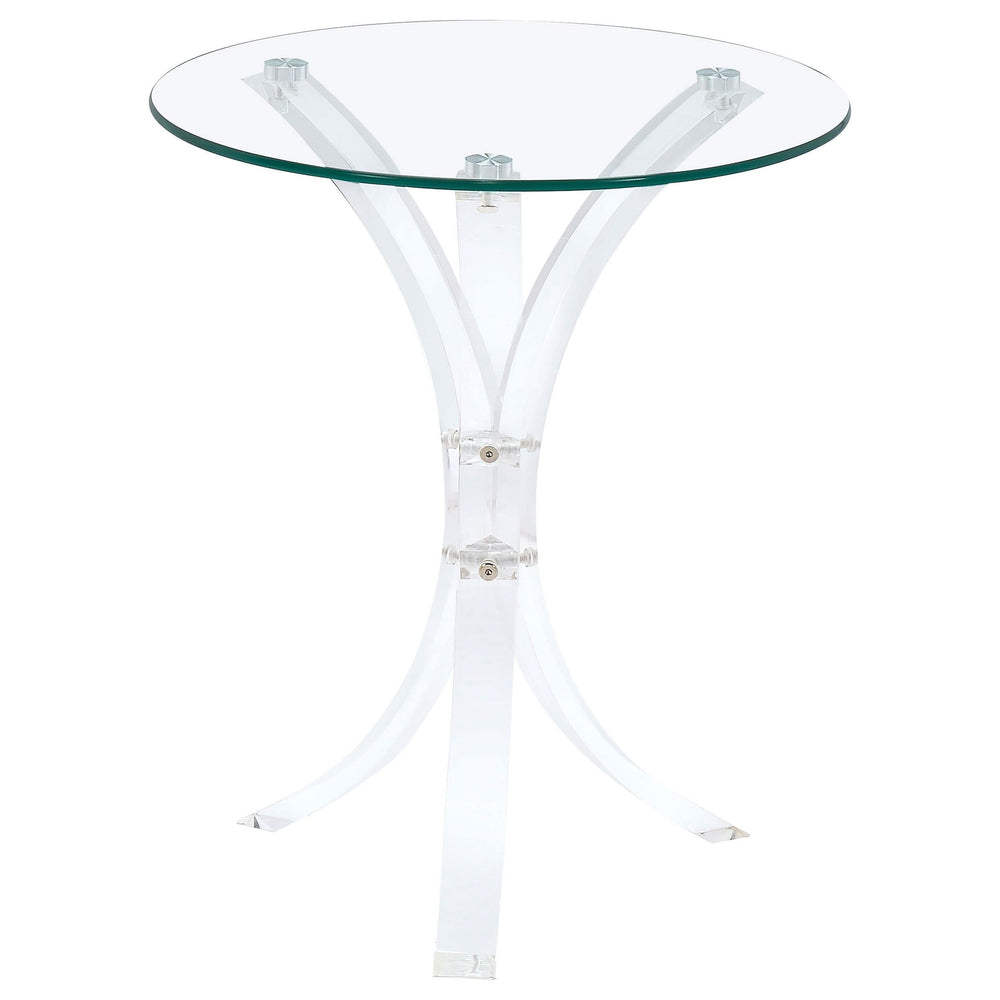 Mesa auxiliar redonda de acrílico con tapa de vidrio transparente Laning