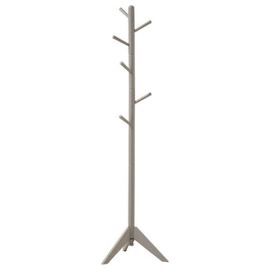 Perchero de madera independiente Devlin con 6 ganchos para sombreros, color gris