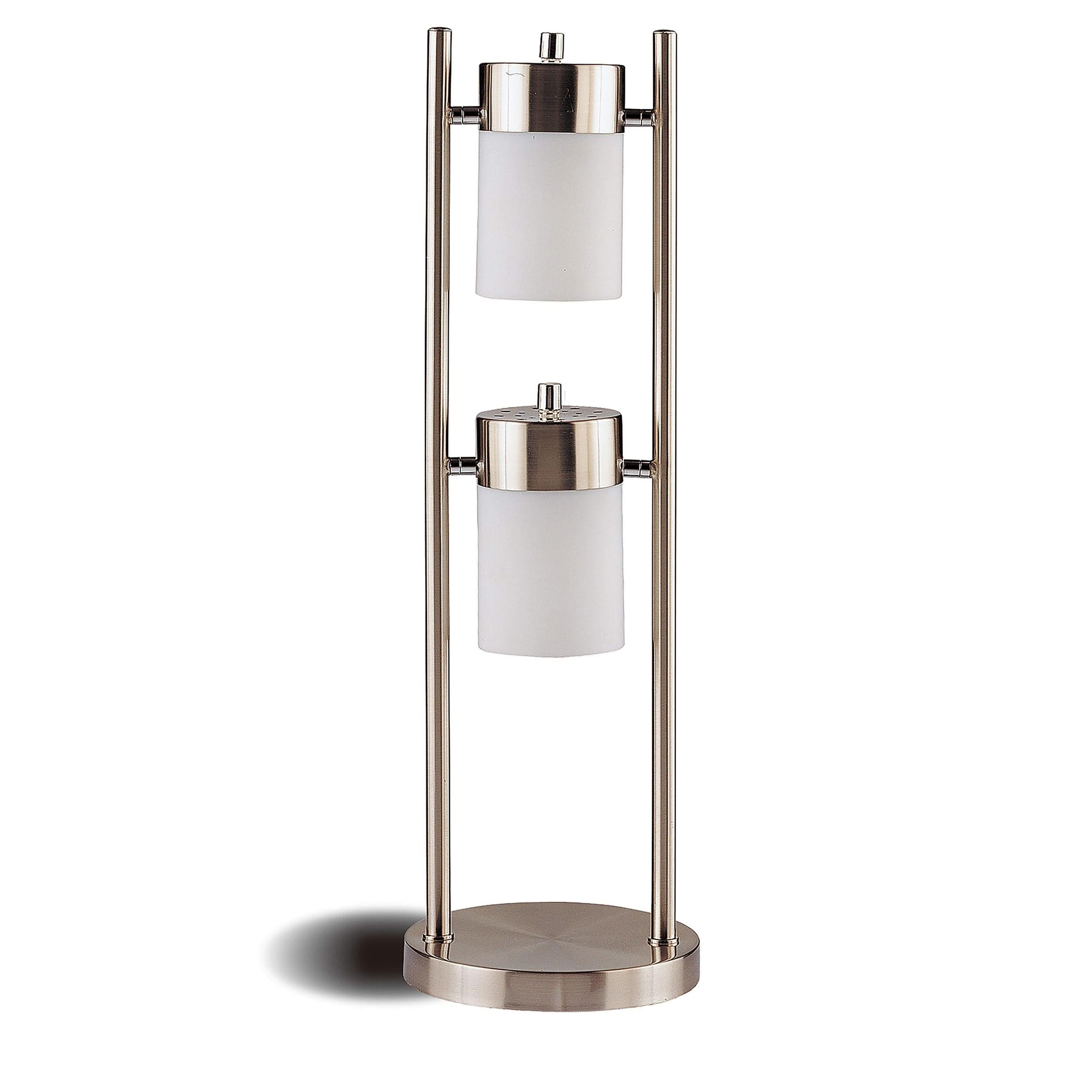Lámpara de mesita de noche Munson de 25 pulgadas con 2 luces giratorias, color plateado