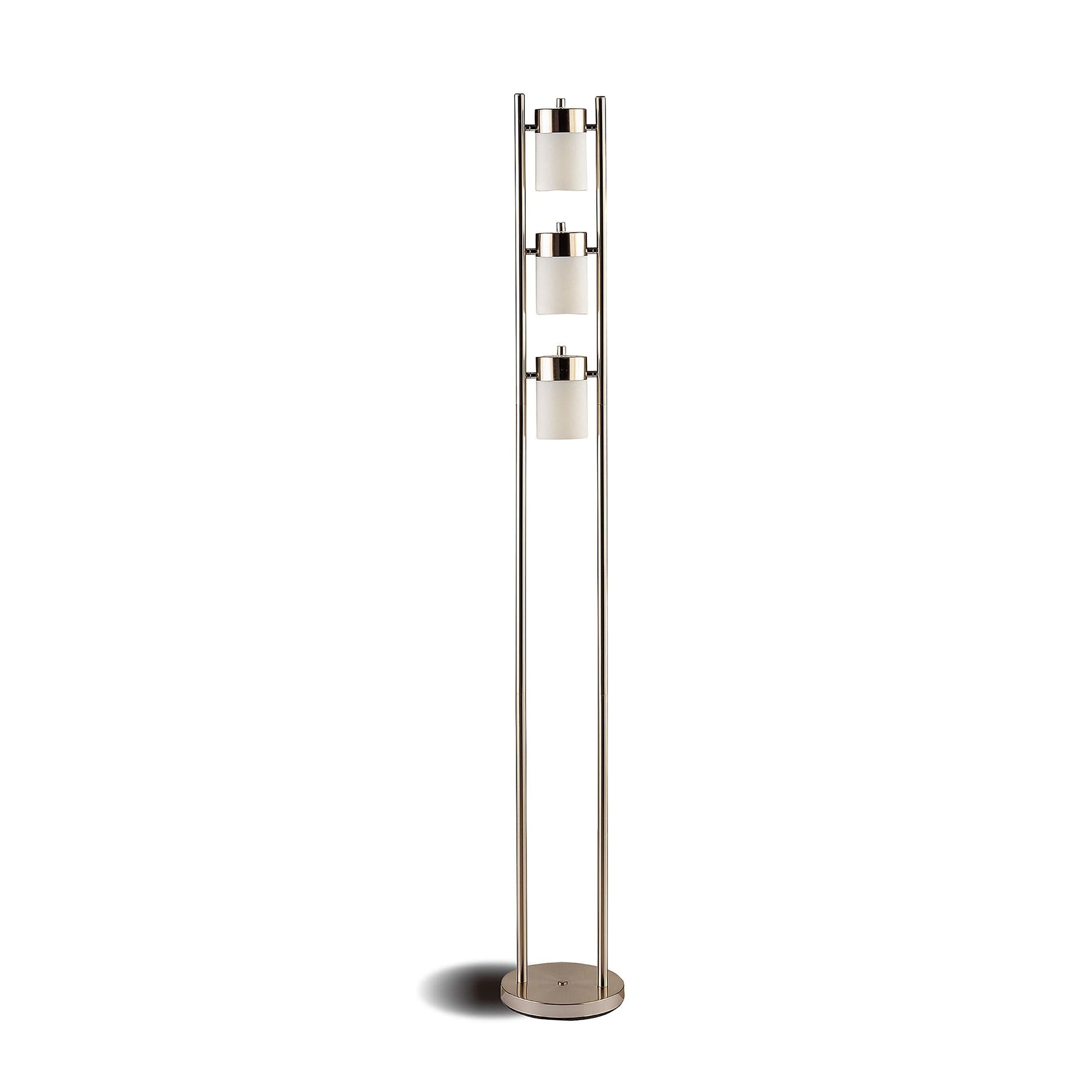 Lámpara de pie Munson de metal plateado con 3 luces giratorias de 65 pulgadas
