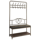 Francesca 6 Hook Coat Rack Hall Tree Shoe Bench Dark Bronze