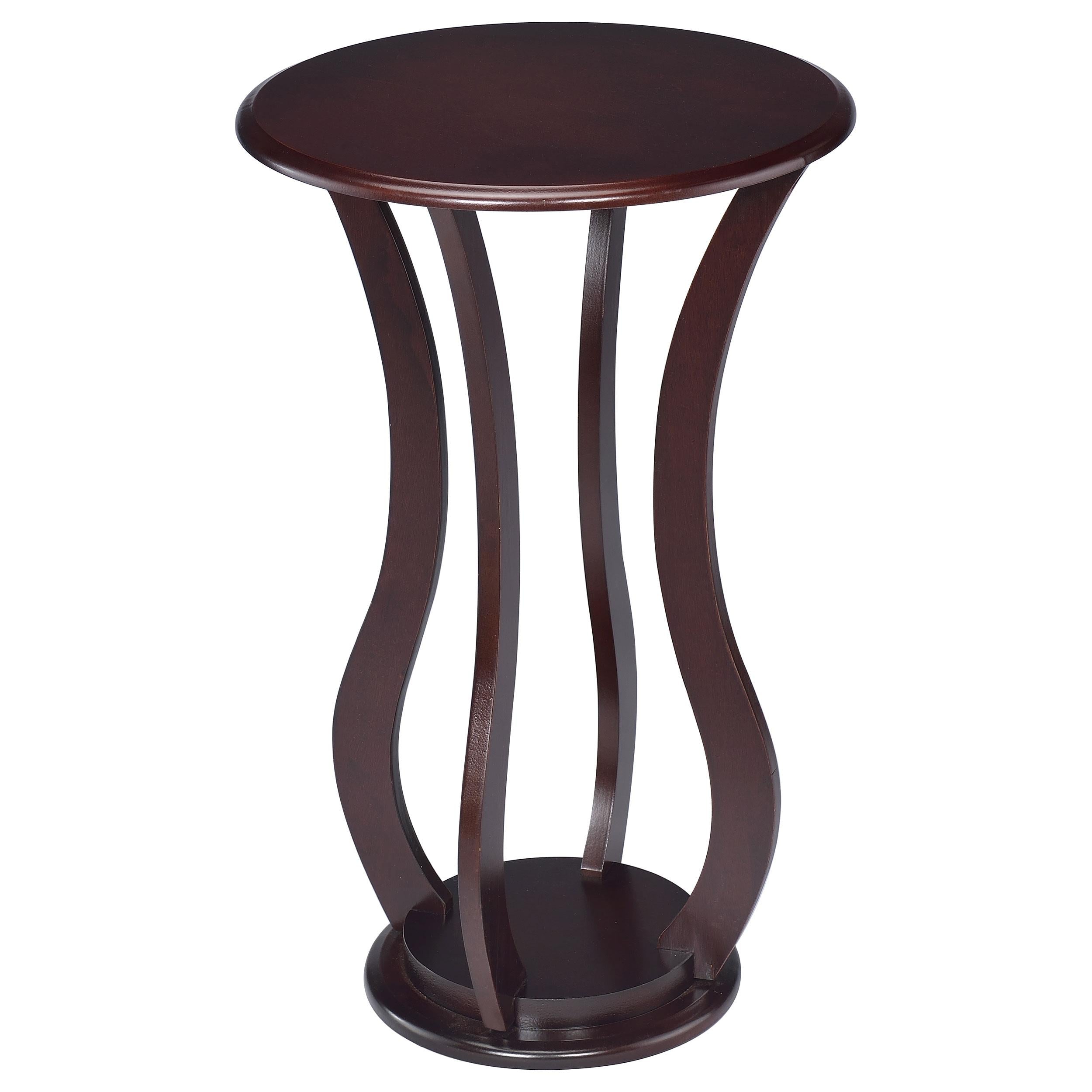 Elton Round Wood Top Accent Plant Stand Cherry