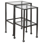 Juego de mesa nido Leilani de 2 piezas con tapa de vidrio, color negro