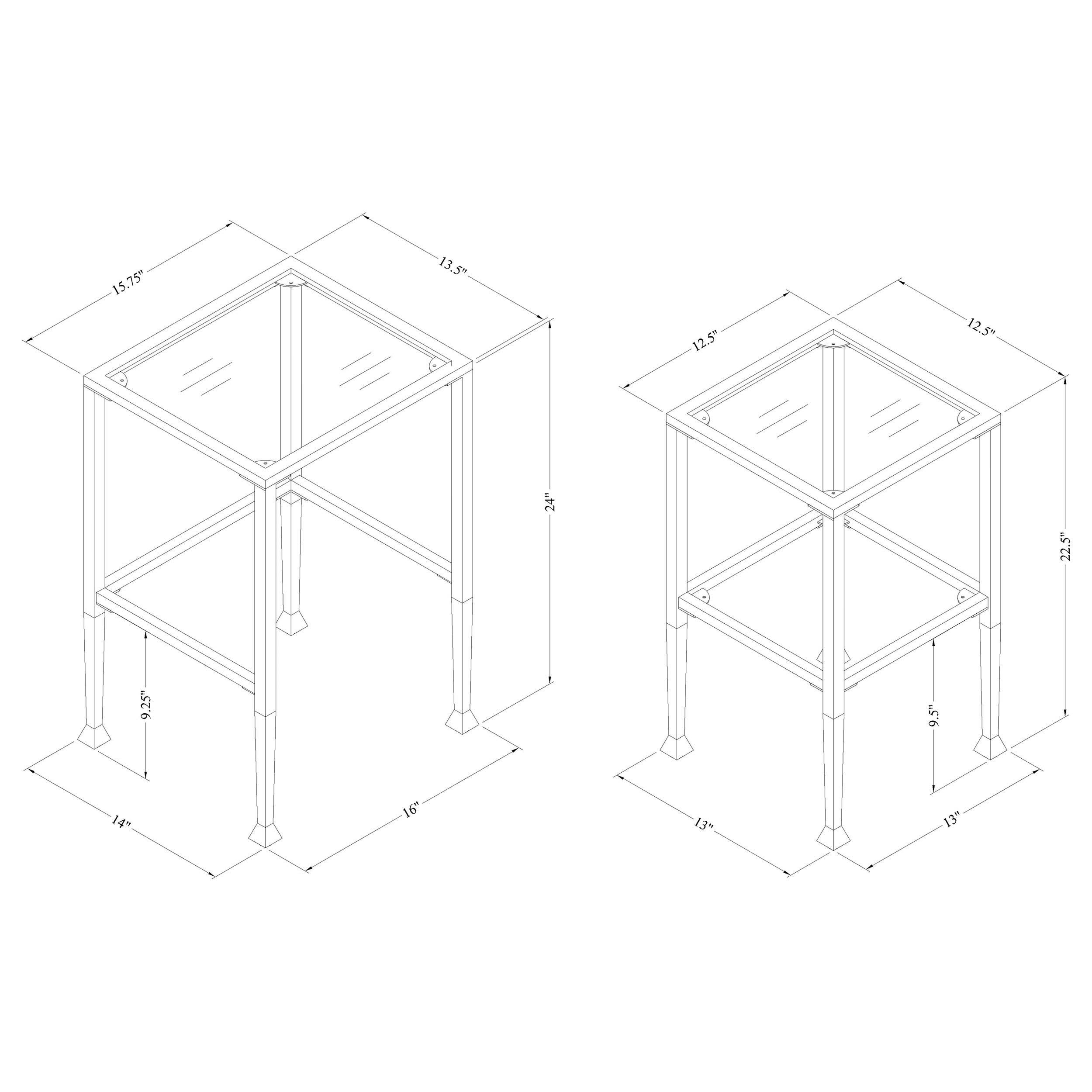 Juego de mesa nido Leilani de 2 piezas con tapa de vidrio, color negro
