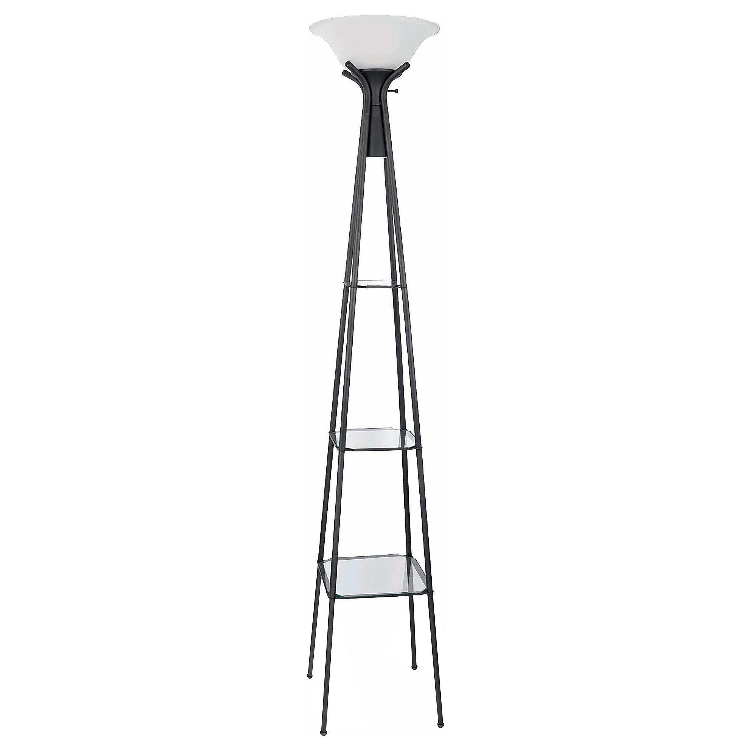 Gianni 70-inch 3-shelf Frosted Torchiere Floor Lamp Black