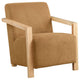 Sillón Diego tapizado con brazos de madera color miel