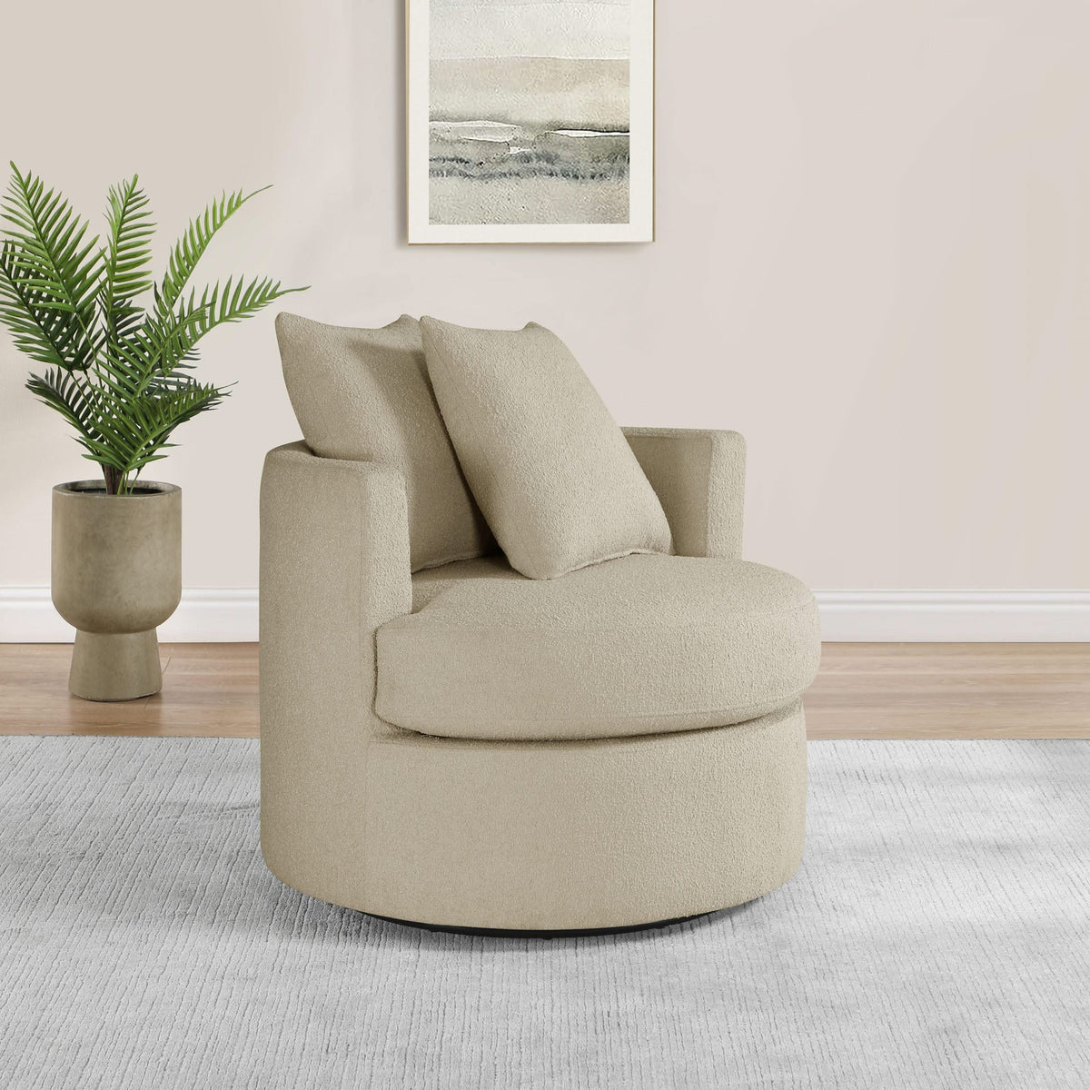 Silla giratoria decorativa tapizada Debbie color camello