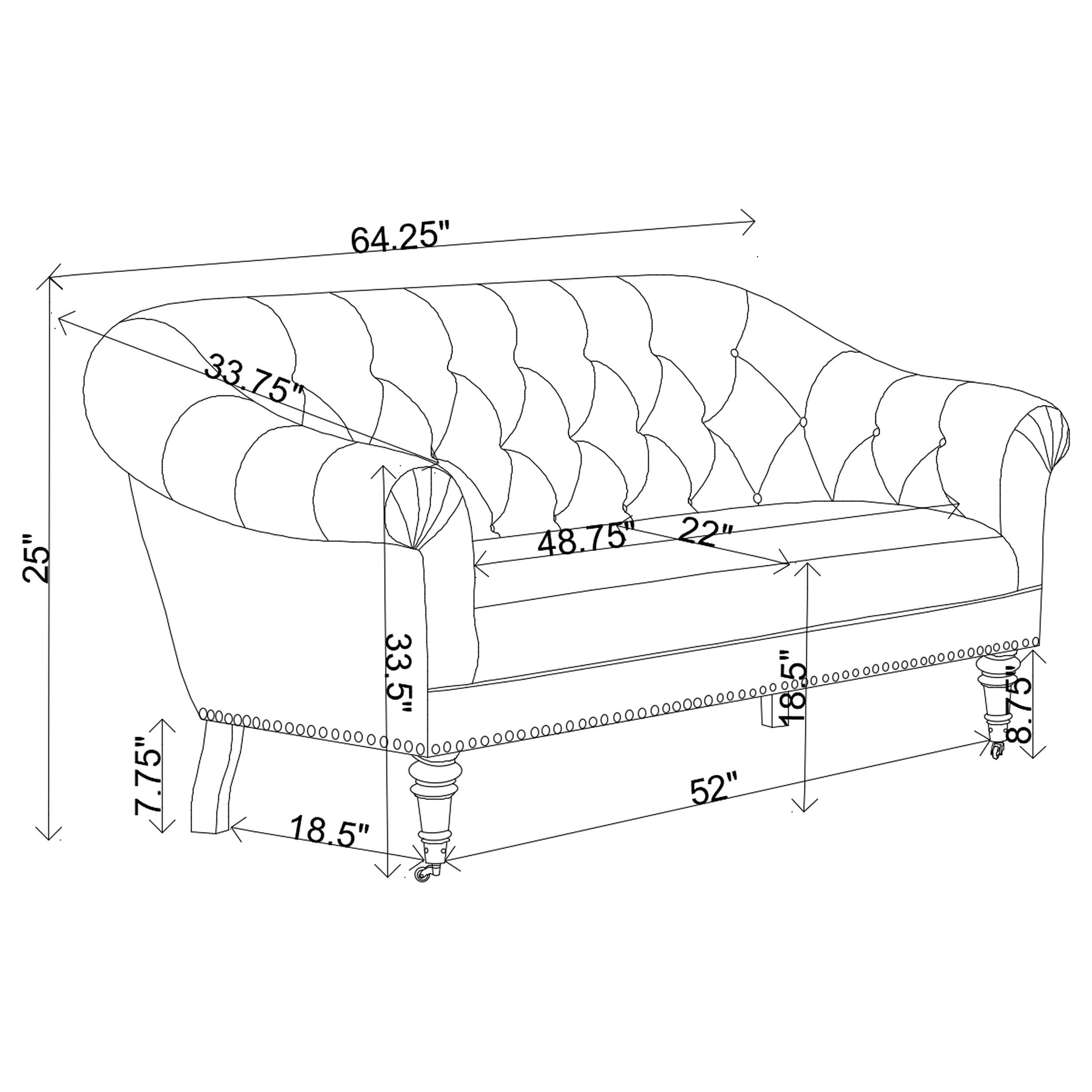 Billie Upholstered Rolled Arm Tufted Loveseat Natural