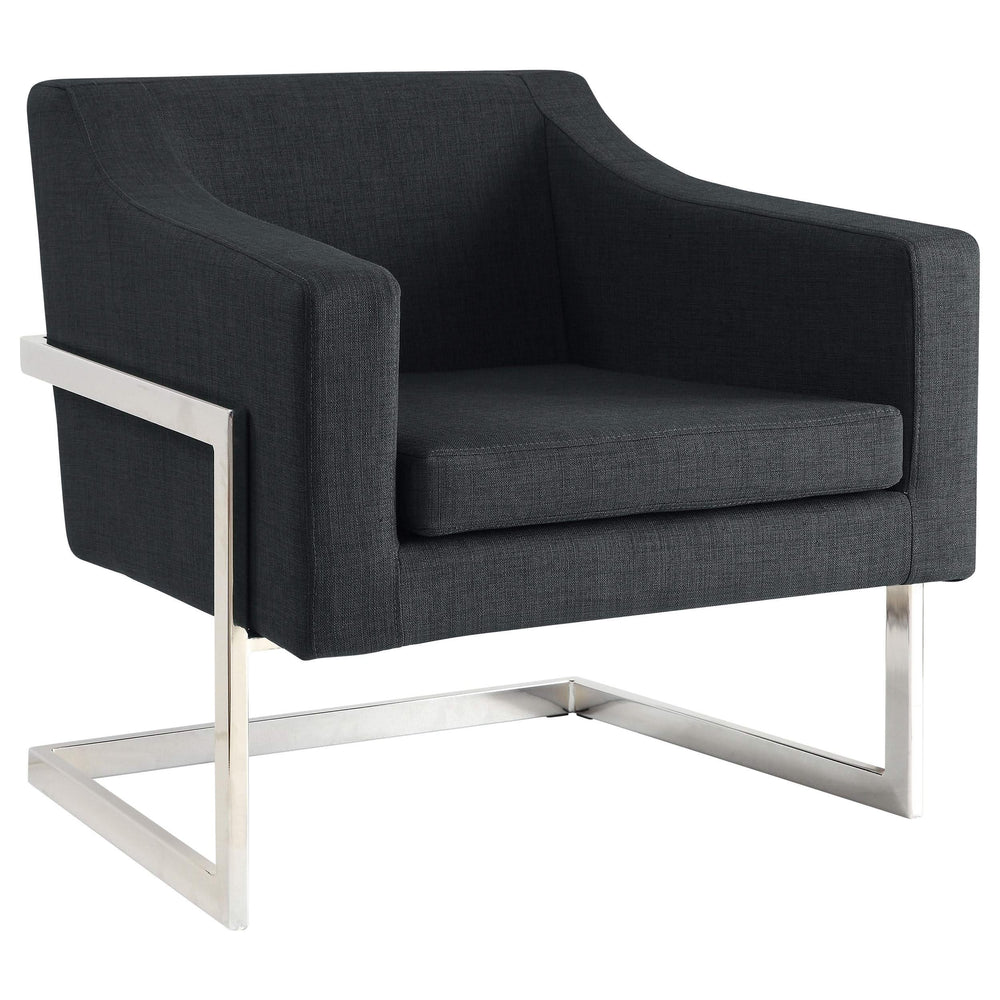 Silla decorativa tapizada Chris en cromo y gris