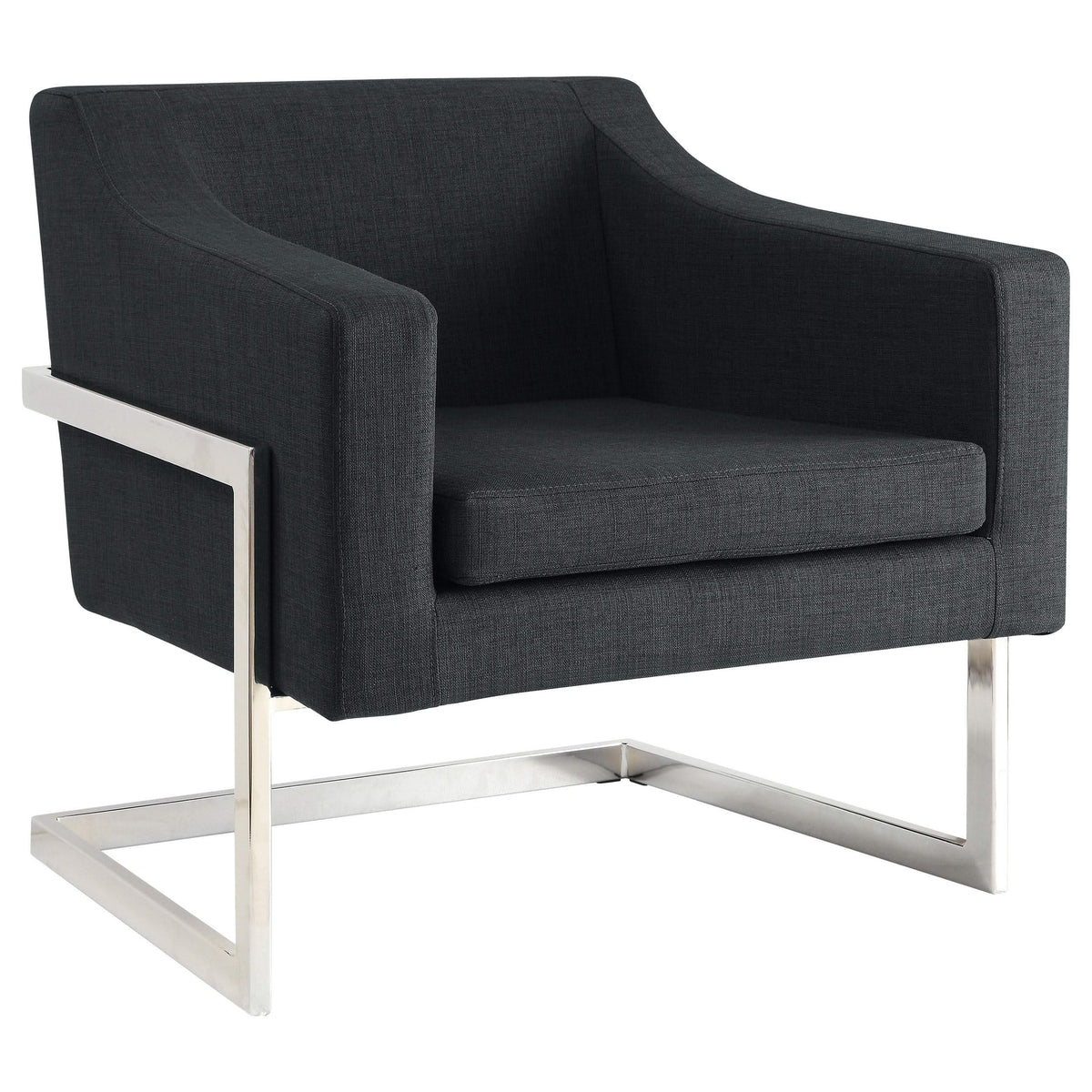 Silla decorativa tapizada Chris en cromo y gris