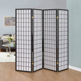 Biombo plegable Shoji de 4 paneles Roberto, gris oscuro