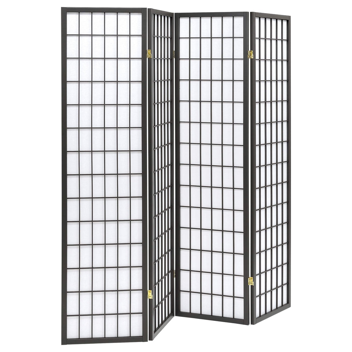 Biombo plegable Shoji de 4 paneles Roberto, gris oscuro