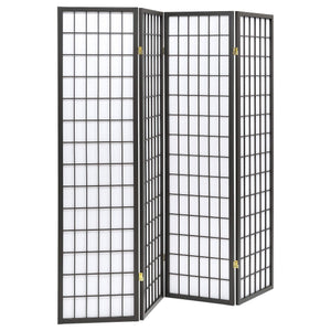 Biombo plegable Shoji de 4 paneles Roberto, gris oscuro