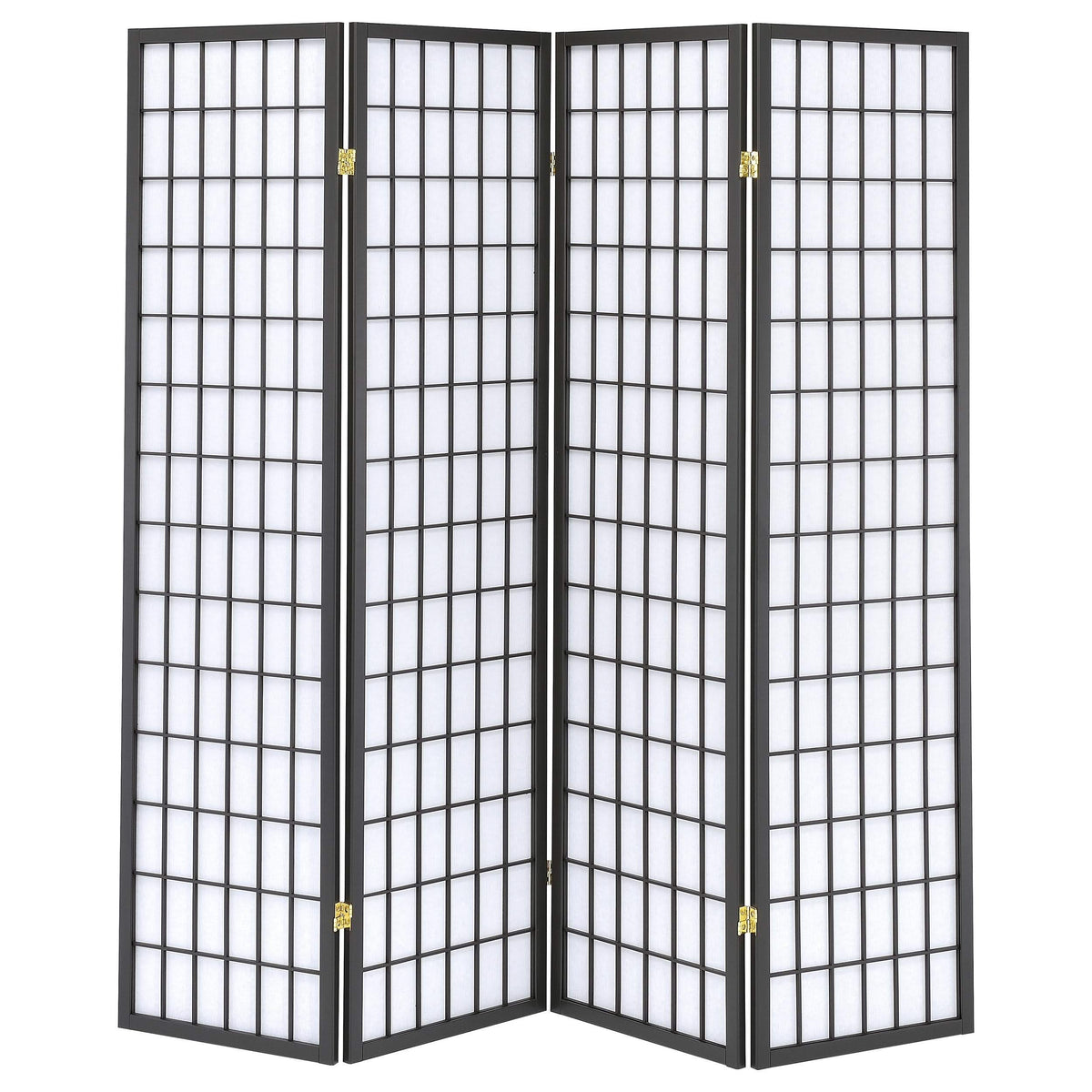 Biombo plegable Shoji de 4 paneles Roberto, gris oscuro