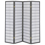Biombo plegable Shoji de 4 paneles Roberto, gris oscuro