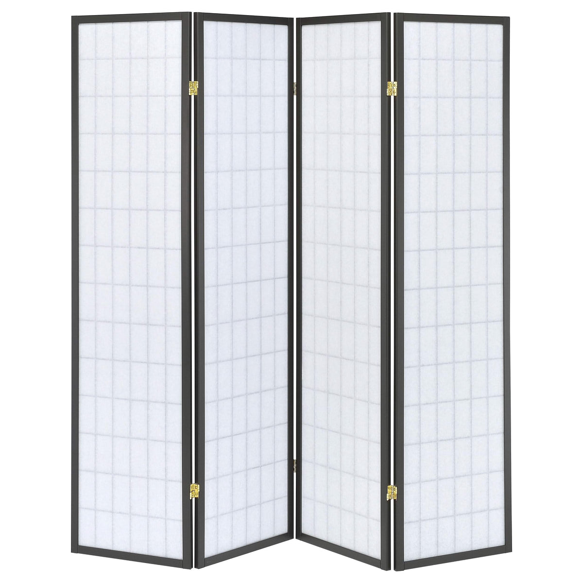 Biombo plegable Shoji de 4 paneles Roberto, gris oscuro