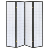 Biombo plegable Shoji de 4 paneles Roberto, gris oscuro