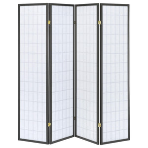 Biombo plegable Shoji de 4 paneles Roberto, gris oscuro