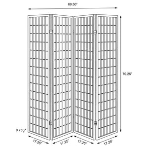 Biombo plegable Shoji de 4 paneles Roberto, gris oscuro