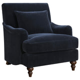 Sillón inglés tapizado Frodo con brazos, color azul medianoche