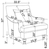 Sillón inglés tapizado Frodo con brazos, color azul medianoche