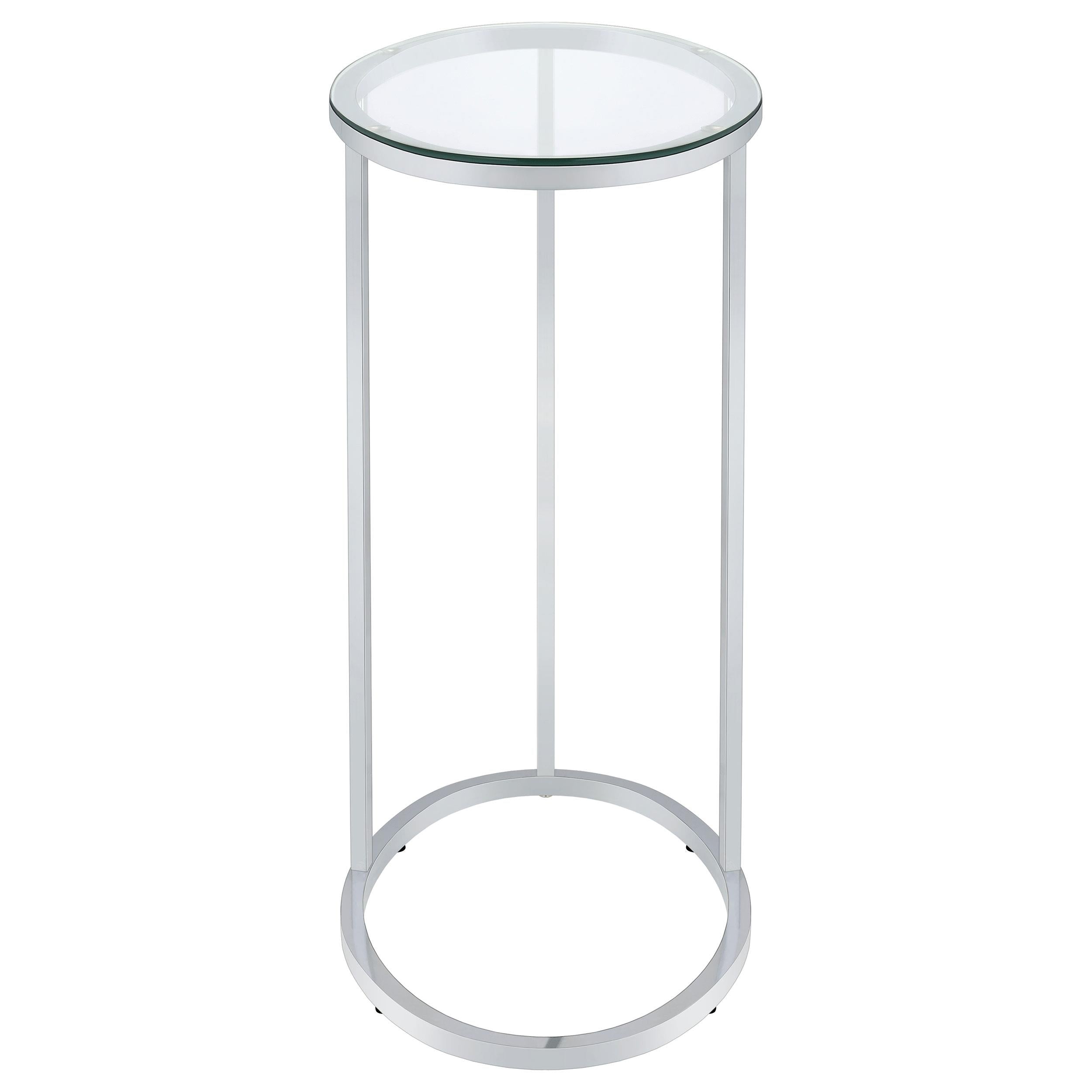Kyle Oval Glass Top C-Shaped Sofa Side Table Chrome
