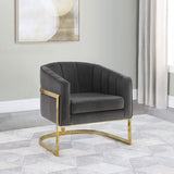 Silla decorativa con respaldo de barril tapizada Alamor, gris oscuro